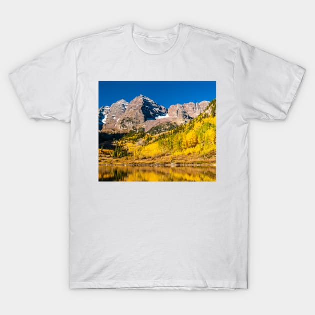 Maroon Bells Fisherman T-Shirt by nikongreg